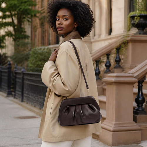 Elegant Minimalist Genuine Leather Crossbody Bag with Detachable Strap