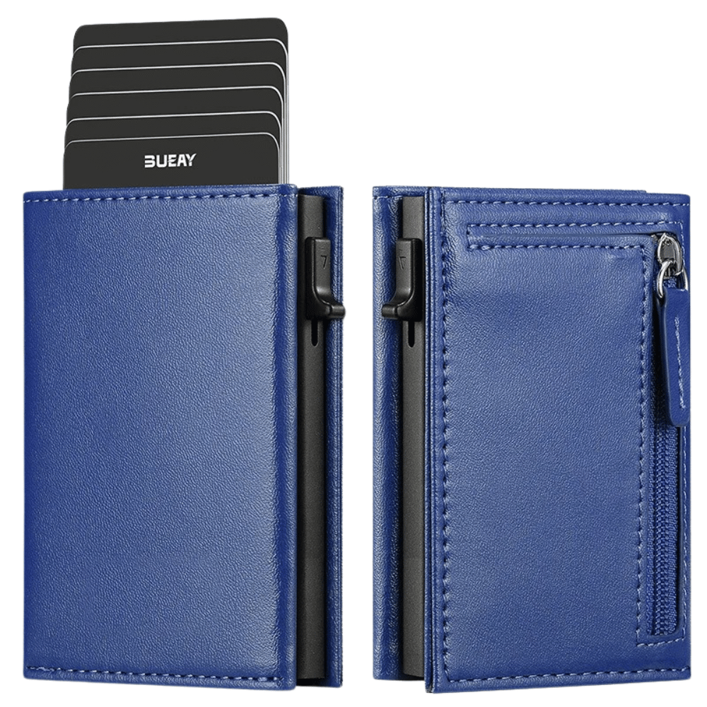 Genuine Leather Card Holder with Easy-Pop Button